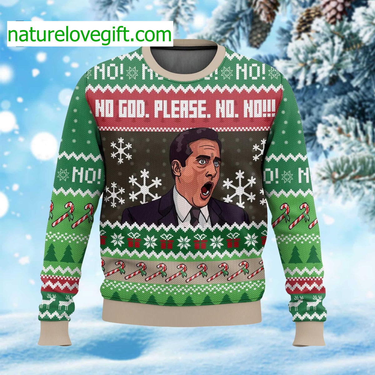Michael Scott No God Please No Ugly Christmas Sweater - Holiday Gift product image