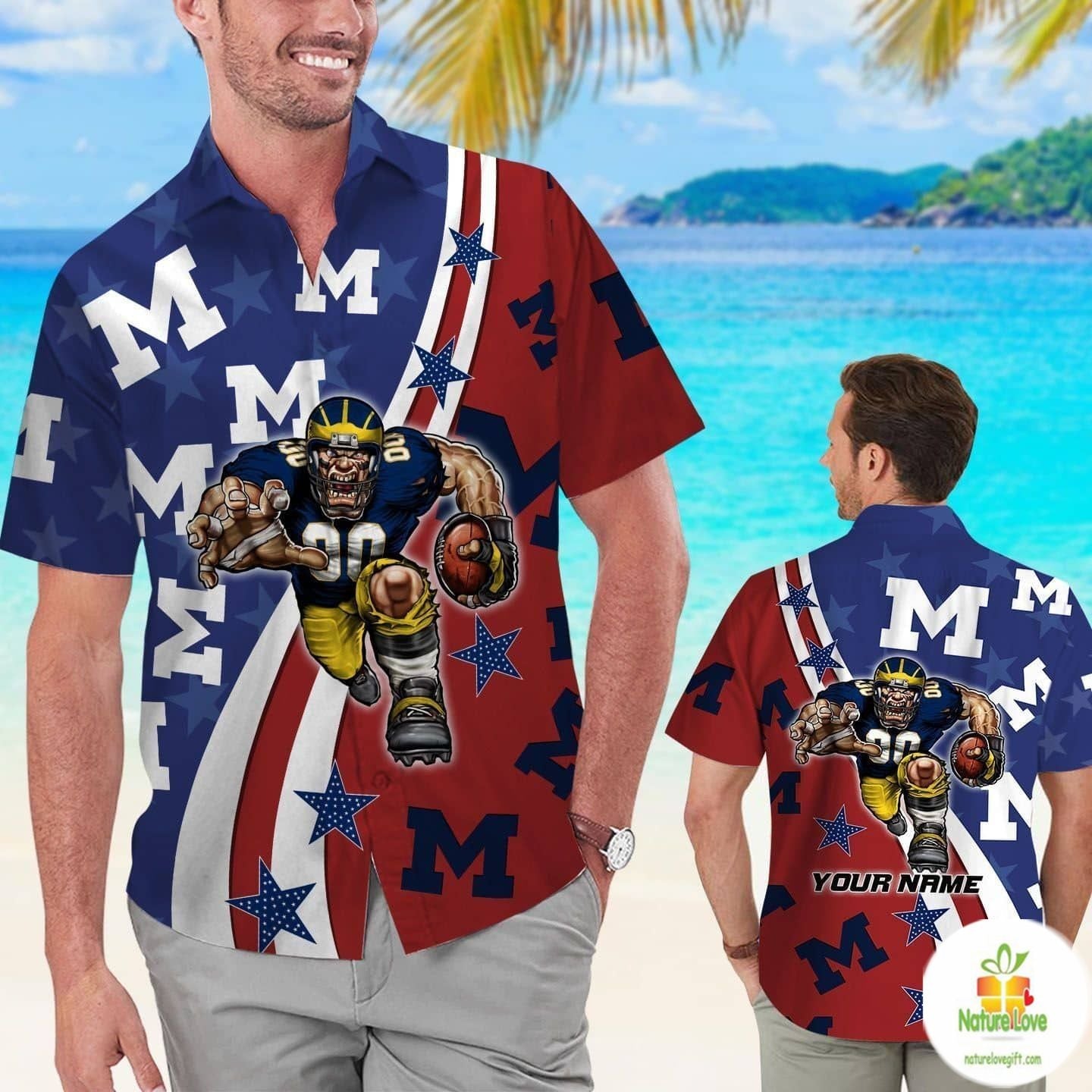 Michigan Wolverines Floral Hawaiian Tropical Aloha - Adult & Kids T-Shirts, Sweatshirts & Hoodies apparel design preview 1