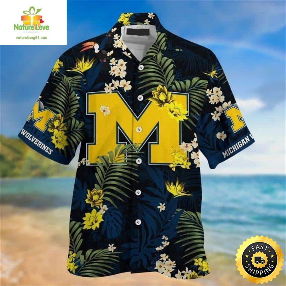 Michigan Wolverines Hawaiian Beach Gift For Sports - Adult & Kids T-Shirts, Sweatshirts & Hoodies apparel design preview 1