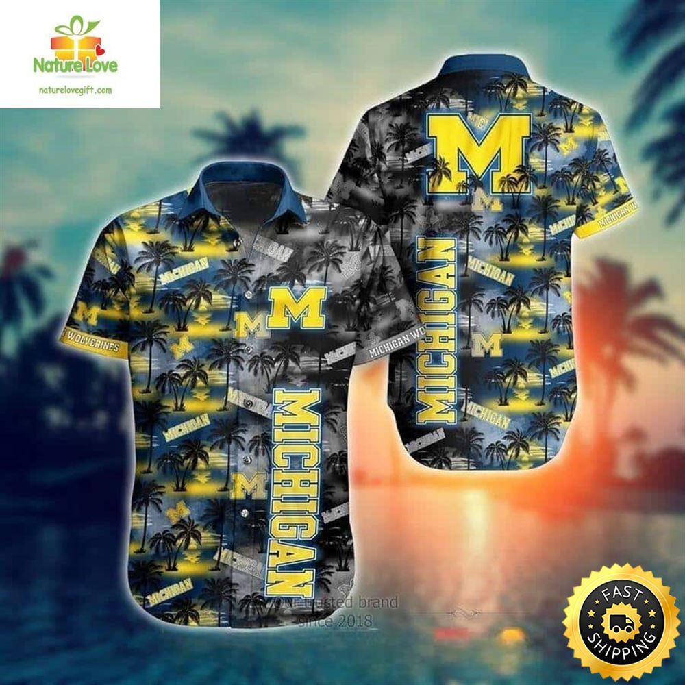 Michigan Wolverines Hawaiian Beach Pattern Summer - Adult & Kids T-Shirts, Sweatshirts & Hoodies apparel design preview 1