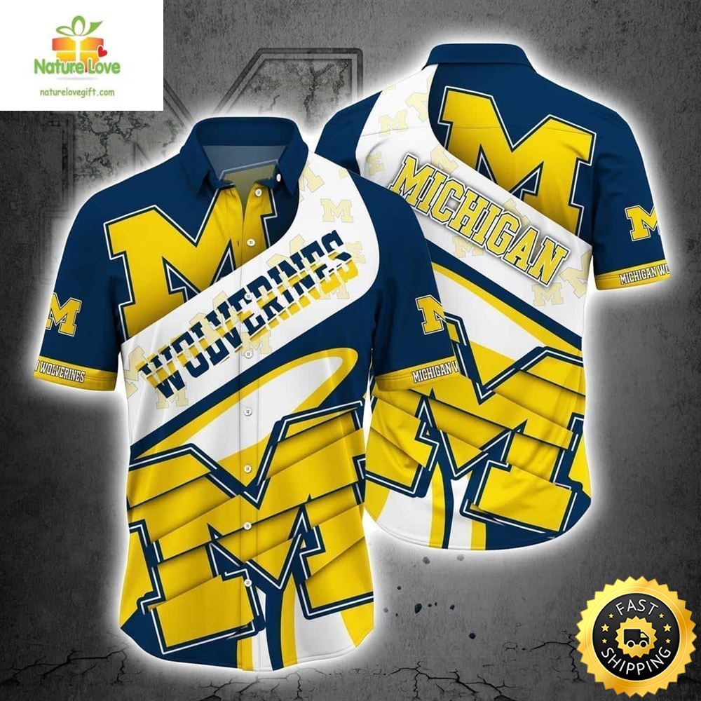 Michigan Wolverines Hawaiian Father's Day Gift For - Adult & Kids T-Shirts, Sweatshirts & Hoodies apparel design preview 1