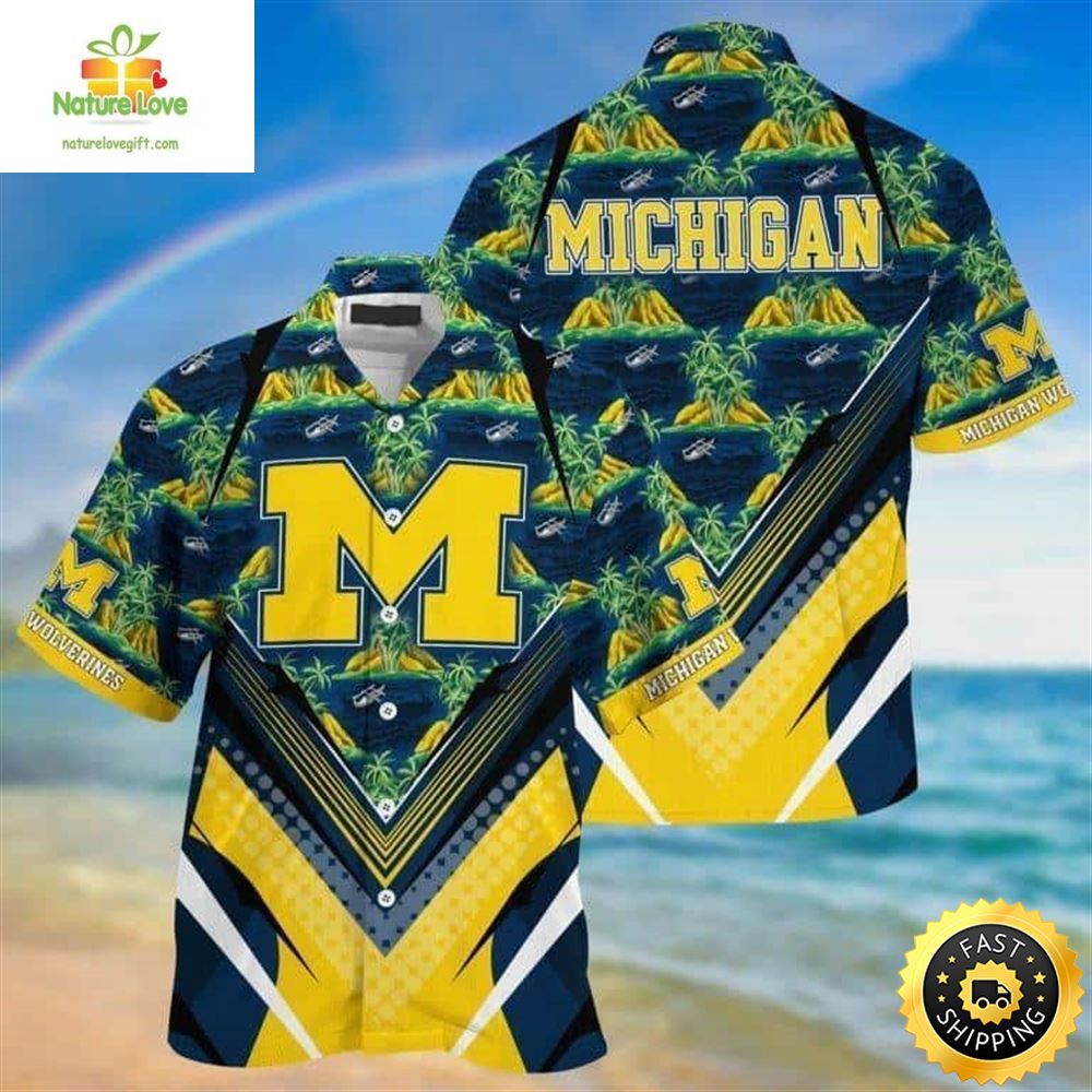 Michigan Wolverines Hawaiian Summer Beach Gift - Adult & Kids T-Shirts, Sweatshirts & Hoodies apparel design preview 1