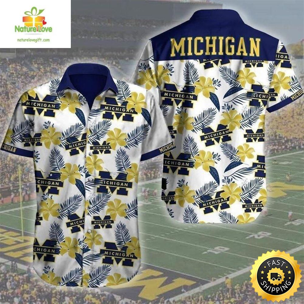 Michigan Wolverines Hawaiian Tropical Pattern All - Adult & Kids T-Shirts, Sweatshirts & Hoodies apparel design preview 1