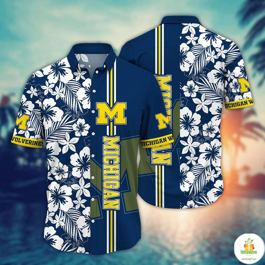 Michigan Wolverines NCAA Hawaiian Aloha Firefliestime - Adult & Kids T-Shirts, Sweatshirts & Hoodies apparel design preview 1