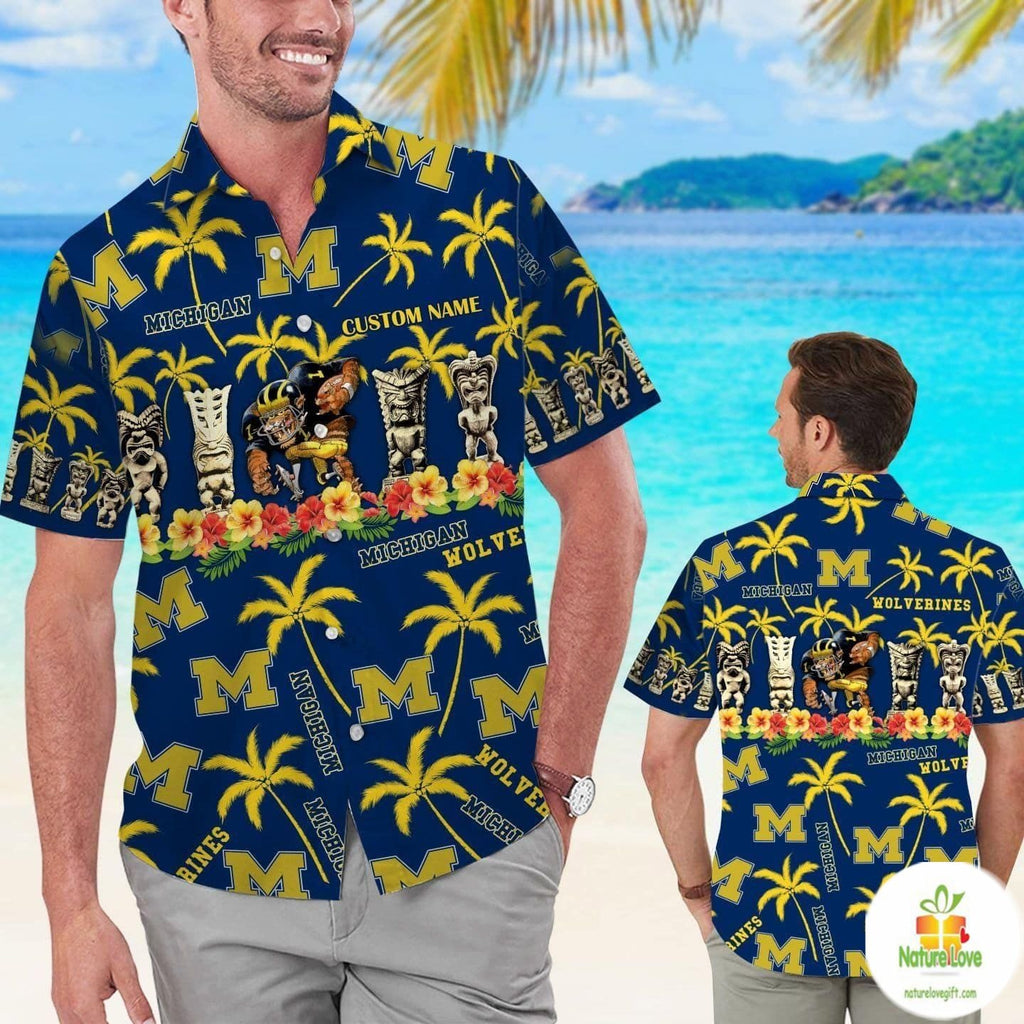 Michigan Wolverines Hawaiian Personalized Aloha - Adult & Kids T-Shirts, Sweatshirts & Hoodies apparel design preview 1