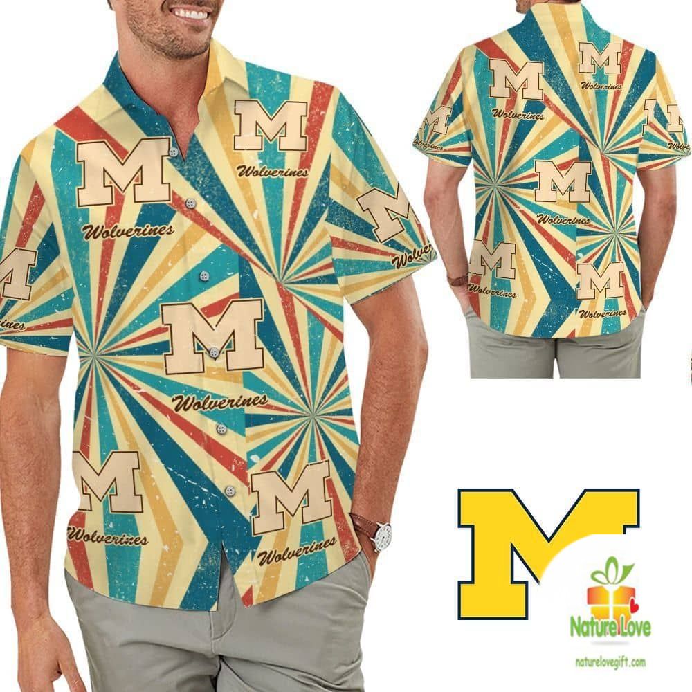 Michigan Wolverines Vintage Hawaiian Beach Summer - Adult & Kids T-Shirts, Sweatshirts & Hoodies apparel design preview 1