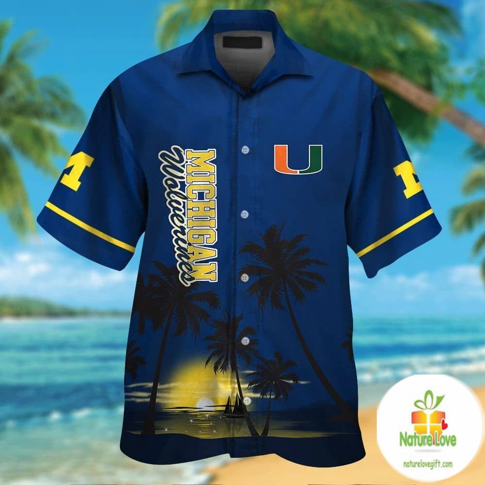 Michigan Wolverines Hawaiian Short Sleeve Aloha - Adult & Kids T-Shirts, Sweatshirts & Hoodies apparel design preview 1