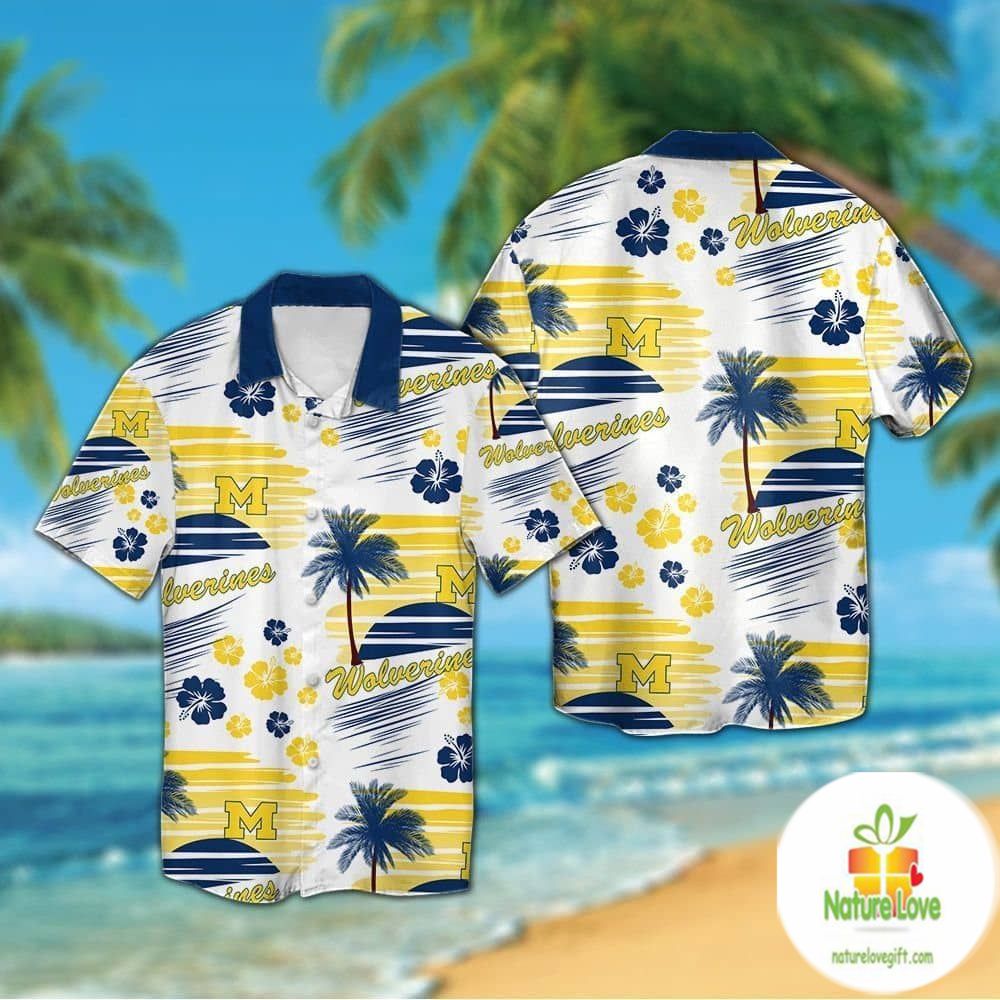 Michigan Wolverines Hawaiian Short Sleeve Aloha - Adult & Kids T-Shirts, Sweatshirts & Hoodies apparel design preview 1