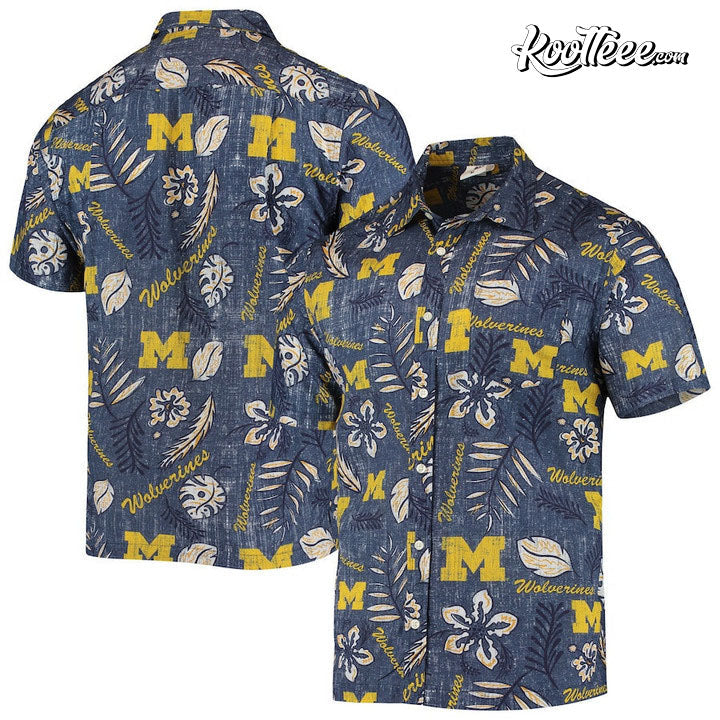 Michigan Wolverines Vintage Floral Hawaiian - Adult & Kids T-Shirts, Sweatshirts & Hoodies apparel design preview 1