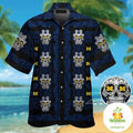 Michigan Wolverines Hawaiian Skull Print Aloha Button - Adult & Kids T-Shirts, Sweatshirts & Hoodies apparel design preview 1