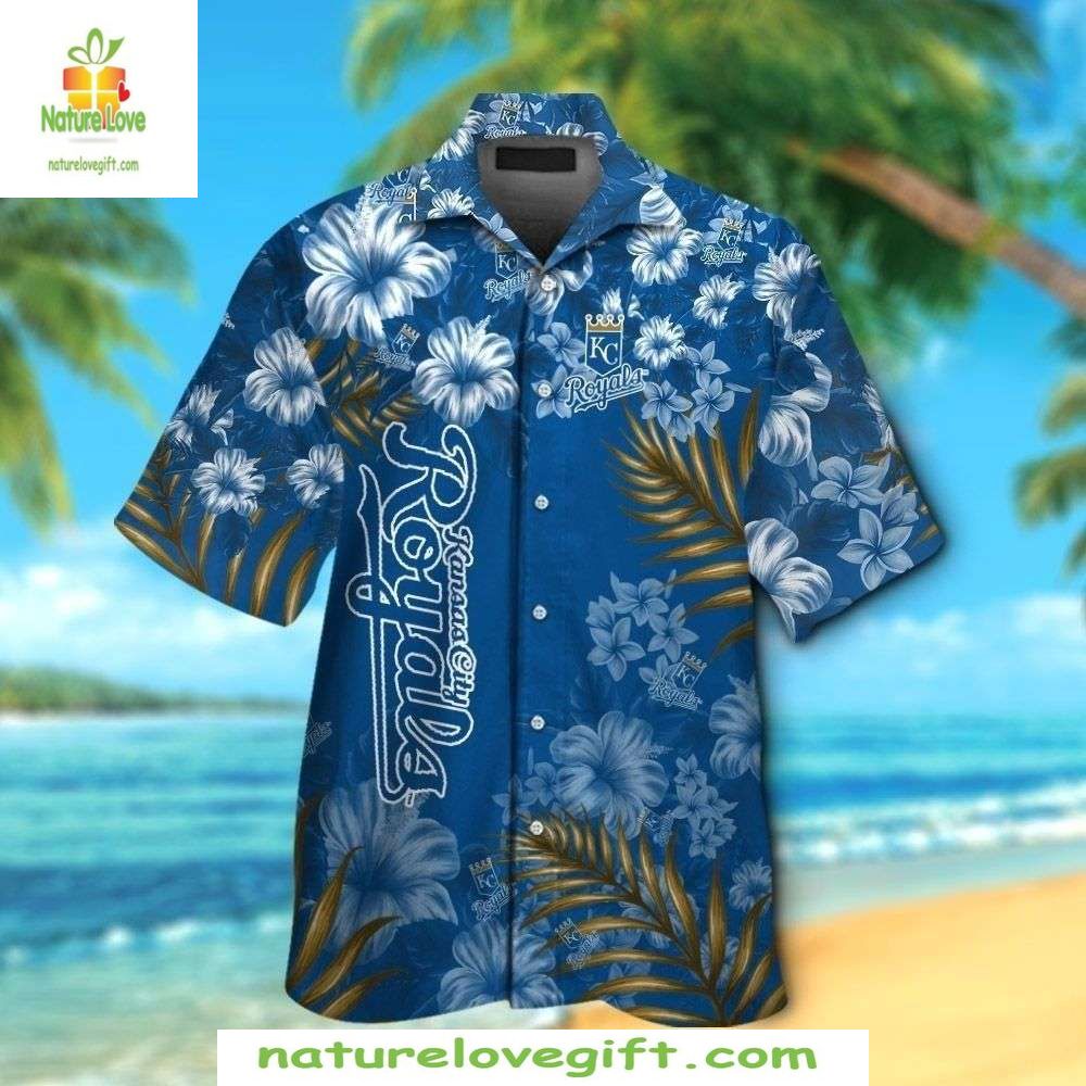 Kansas City Royals Hawaiian Midnight Floral MLB - Adult & Kids T-Shirts, Sweatshirts & Hoodies apparel design preview 1