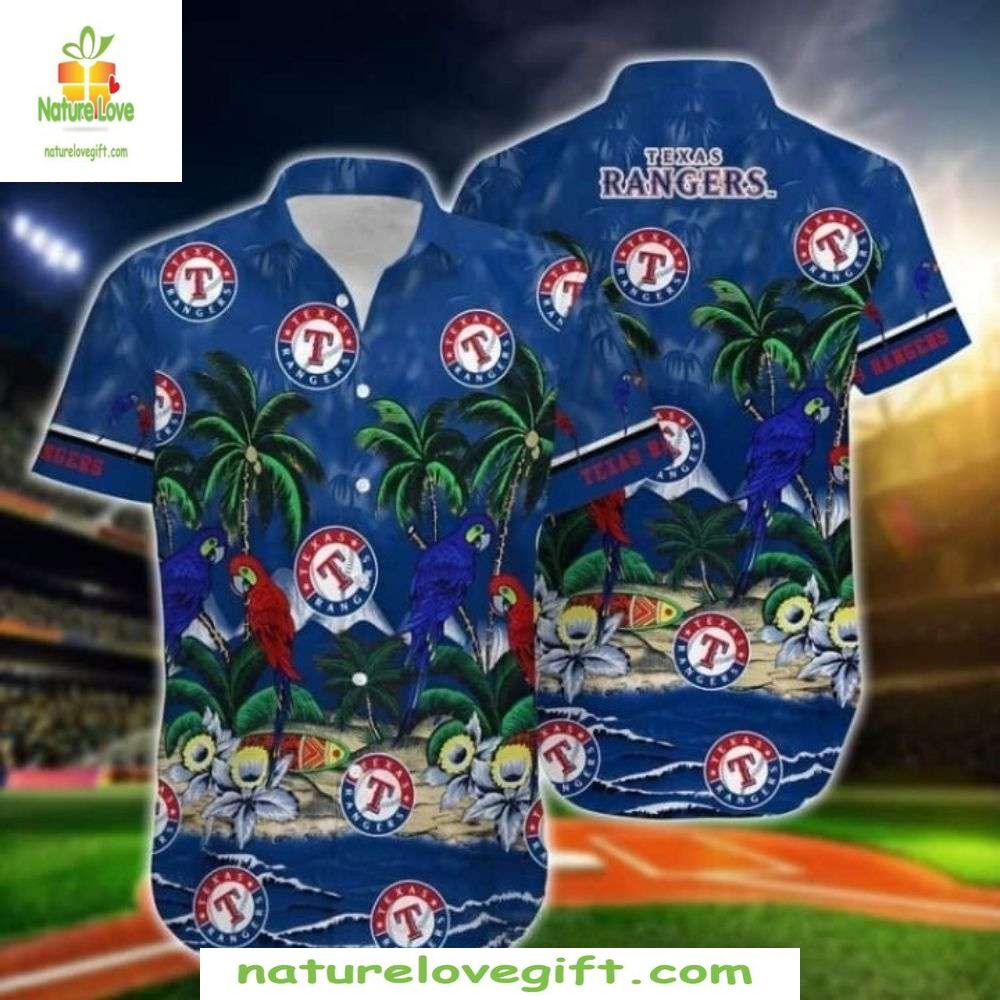 Texas Rangers Hawaiian Midnight Parrot Tropicana - Adult & Kids T-Shirts, Sweatshirts & Hoodies apparel design preview 1
