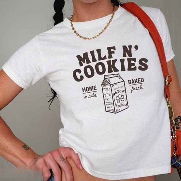 Milf N Cookies Baby Stay Home Vintage 90s Top - Adult & Kids T-Shirts, Sweatshirts & Hoodies apparel design preview 1