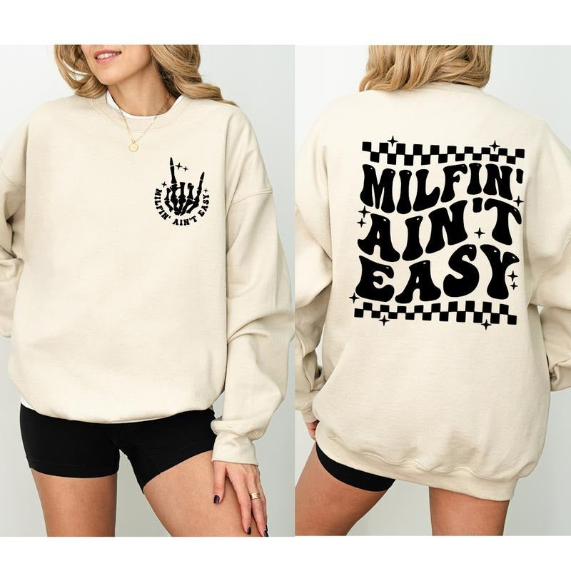Milfin' Ain'T Easy Funny Mom Humor Sassy Sarcastic - Adult & Kids T-Shirts, Sweatshirts & Hoodies apparel design preview 1