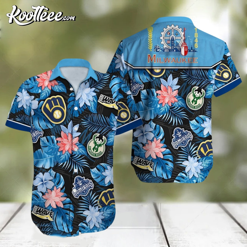Milwaukee All Over Printed Hawaiian For Fans - Adult & Kids T-Shirts, Sweatshirts & Hoodies apparel design preview 1
