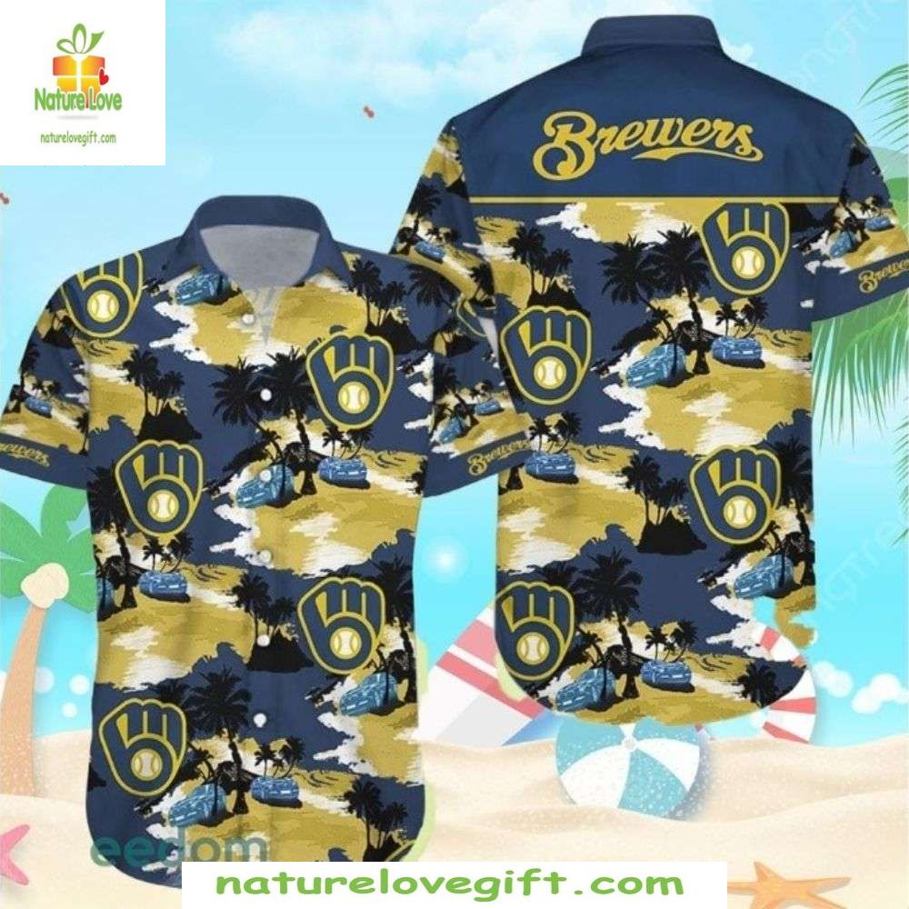 Milwaukee Brewers Hawaiian Tropical Beachfront Party - Adult & Kids T-Shirts, Sweatshirts & Hoodies apparel design preview 1