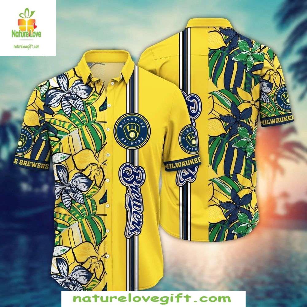 Milwaukee Brewers Hawaiian Citrus Grove Yellow Leaf - Adult & Kids T-Shirts, Sweatshirts & Hoodies apparel design preview 1