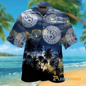 Milwaukee Brewers Coconut Tree Short Sleeve Tropical - Adult & Kids T-Shirts, Sweatshirts & Hoodies apparel design preview 1