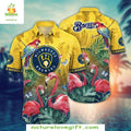 Milwaukee Brewers Hawaiian Tropical Bird Flora - Adult & Kids T-Shirts, Sweatshirts & Hoodies apparel design preview 1