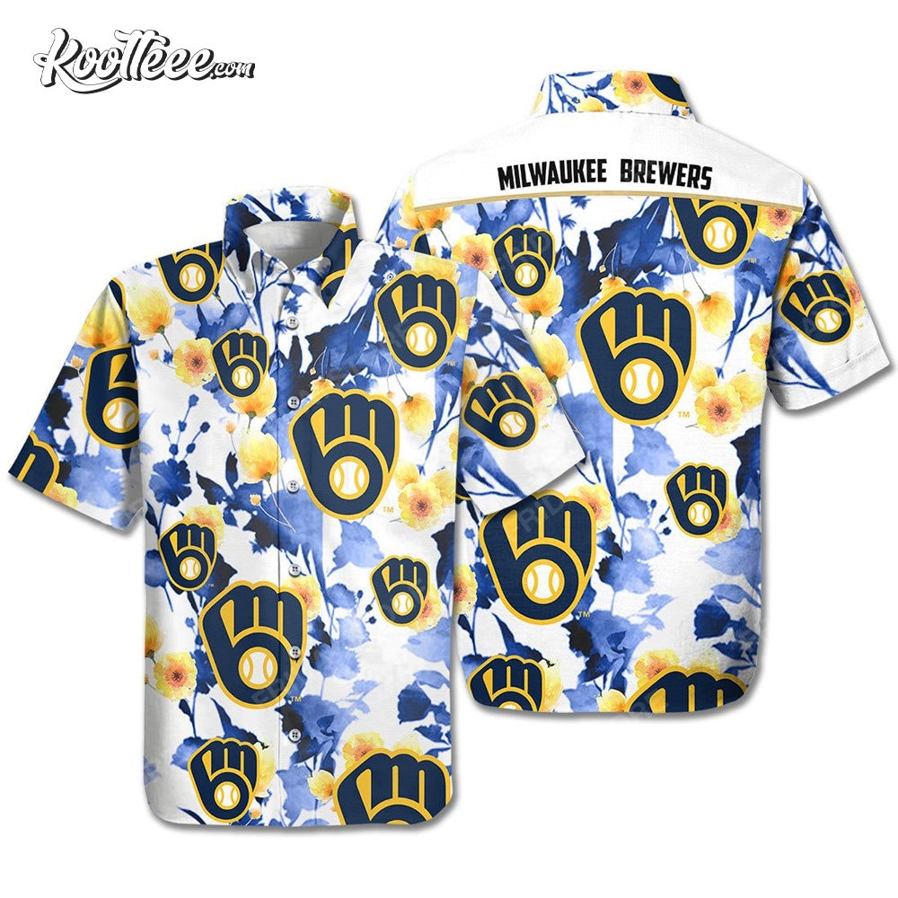 Milwaukee Brewers Flowers Hawaiian - Adult & Kids T-Shirts, Sweatshirts & Hoodies apparel design preview 1