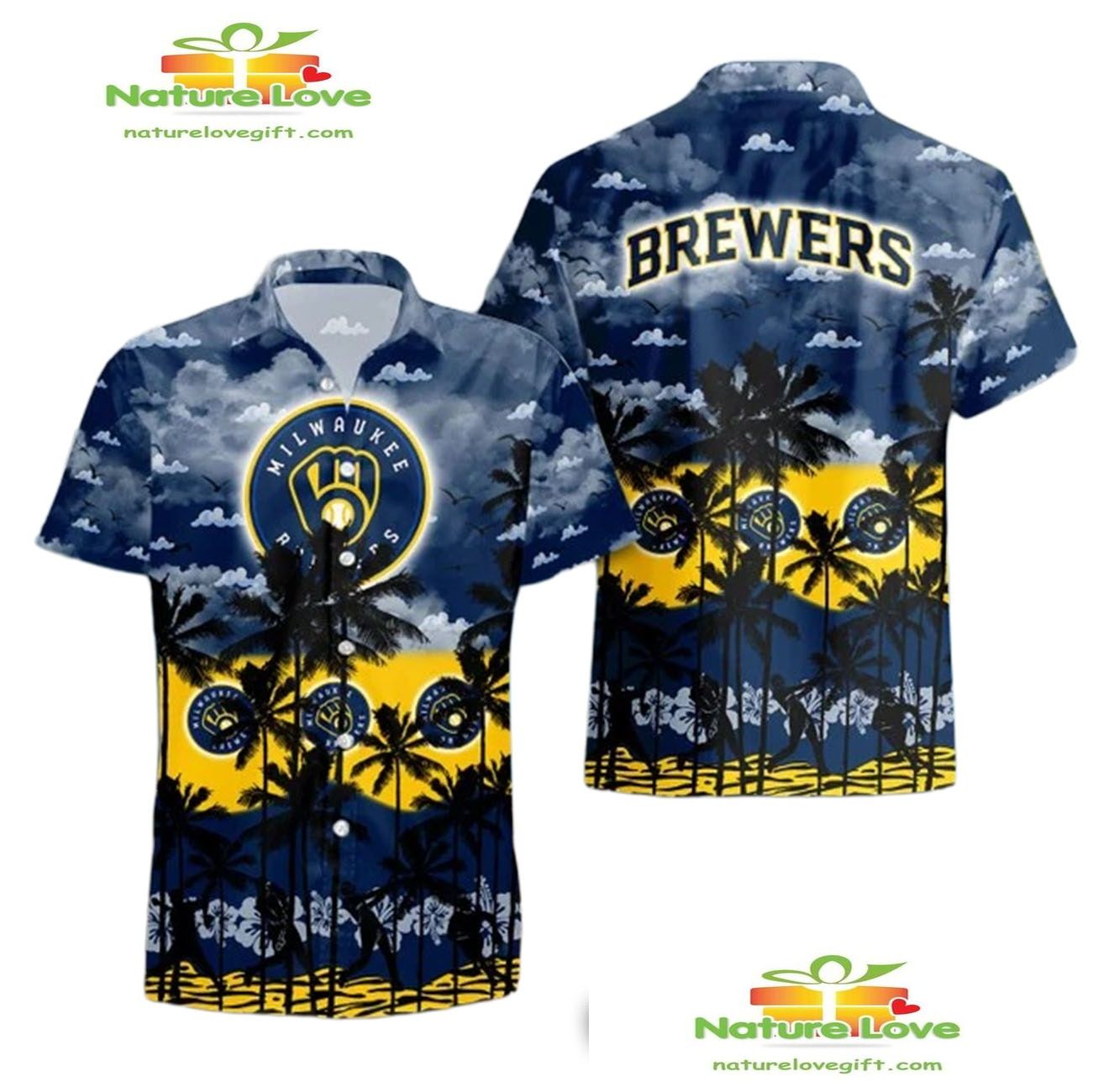 Milwaukee Brewers Hawaiian Summer Fan Gift Aloha - Adult & Kids T-Shirts, Sweatshirts & Hoodies apparel design preview 1