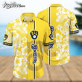 Milwaukee Brewers MLB Flower Hawaiian - Adult & Kids T-Shirts, Sweatshirts & Hoodies apparel design preview 1