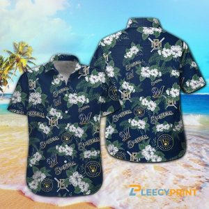 Milwaukee Brewers MLB Flowers Pattern Short Hawaiian - Adult & Kids T-Shirts, Sweatshirts & Hoodies apparel design preview 1