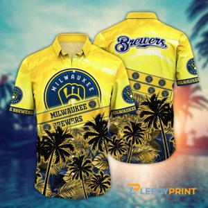 Milwaukee Brewers Palm Trees MLB Short Sleeve - Adult & Kids T-Shirts, Sweatshirts & Hoodies apparel design preview 1