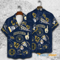 Milwaukee Brewers Pattern Navy Blue Vintage Hawaiian - Adult & Kids T-Shirts, Sweatshirts & Hoodies apparel design preview 1