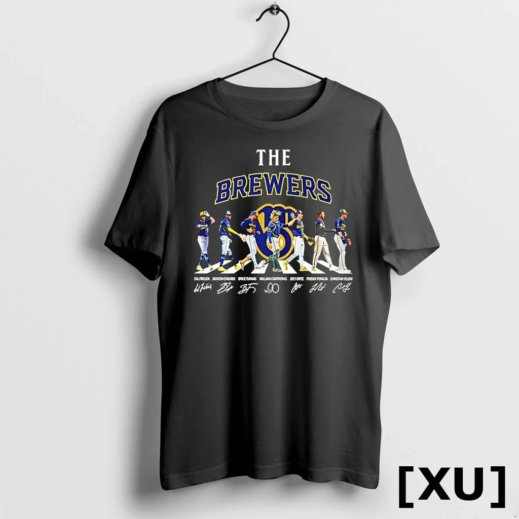Milwaukee Brewers Players Abbey Road Signature - Adult & Kids T-Shirts, Sweatshirts & Hoodies apparel design preview 1