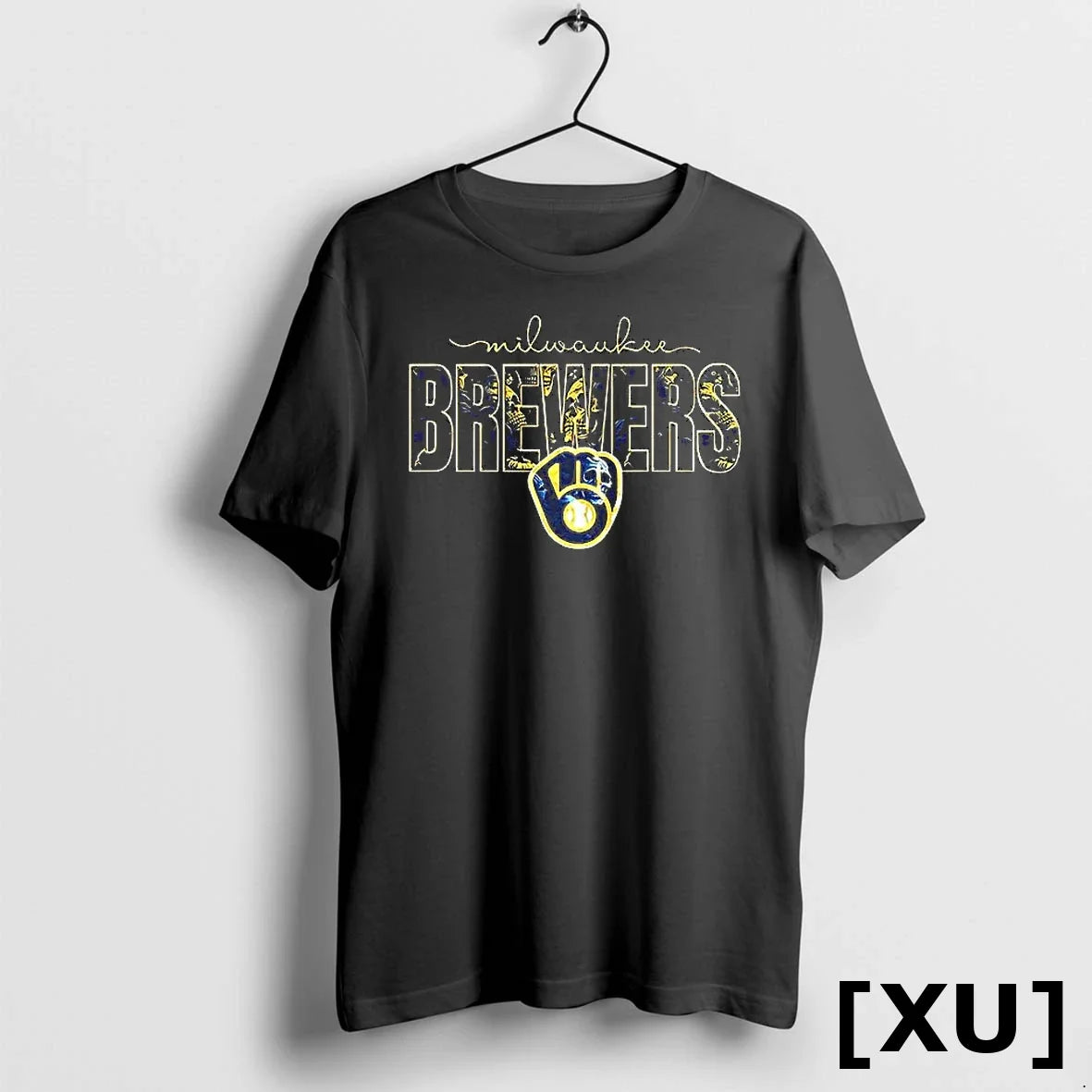 Milwaukee Brewers Skulls Floral Graphic Baseball - Adult & Kids T-Shirts, Sweatshirts & Hoodies apparel design preview 1