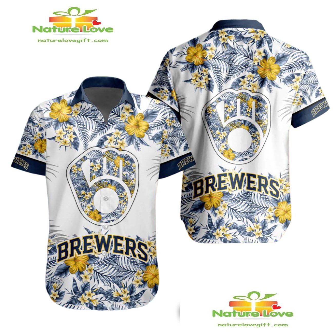 Milwaukee Brewers Hawaiian Tropical Flower Aloha for - Adult & Kids T-Shirts, Sweatshirts & Hoodies apparel design preview 1