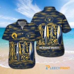 Milwaukee Brewers Surfing Short Sleeve Tropical - Adult & Kids T-Shirts, Sweatshirts & Hoodies apparel design preview 1