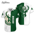 Milwaukee Bucks Short Sleeve Curved Hawaiian - Adult & Kids T-Shirts, Sweatshirts & Hoodies apparel design preview 1