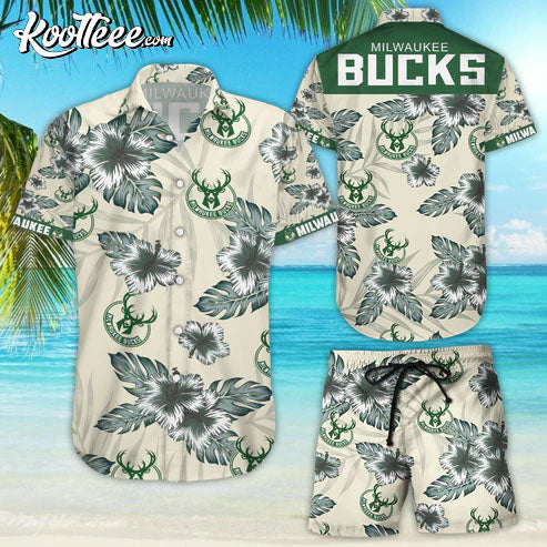 Milwaukee Bucks Tropical Flower Hawaiian And Shorts - Adult & Kids T-Shirts, Sweatshirts & Hoodies apparel design preview 1