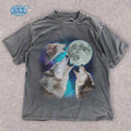 Mineral Wash Mystical Three Wolves Moon Washed Cosmic - Adult & Kids T-Shirts, Sweatshirts & Hoodies apparel design preview 1
