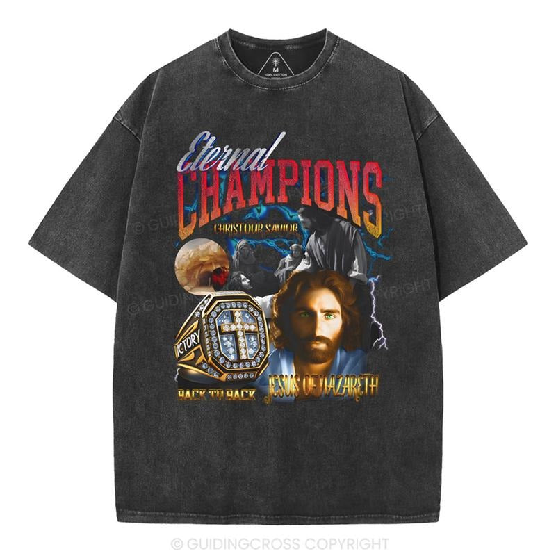 [Mineral Wash Eternal Champion Jesus Christian Washed - Adult & Kids T-Shirts, Sweatshirts & Hoodies apparel design preview 1