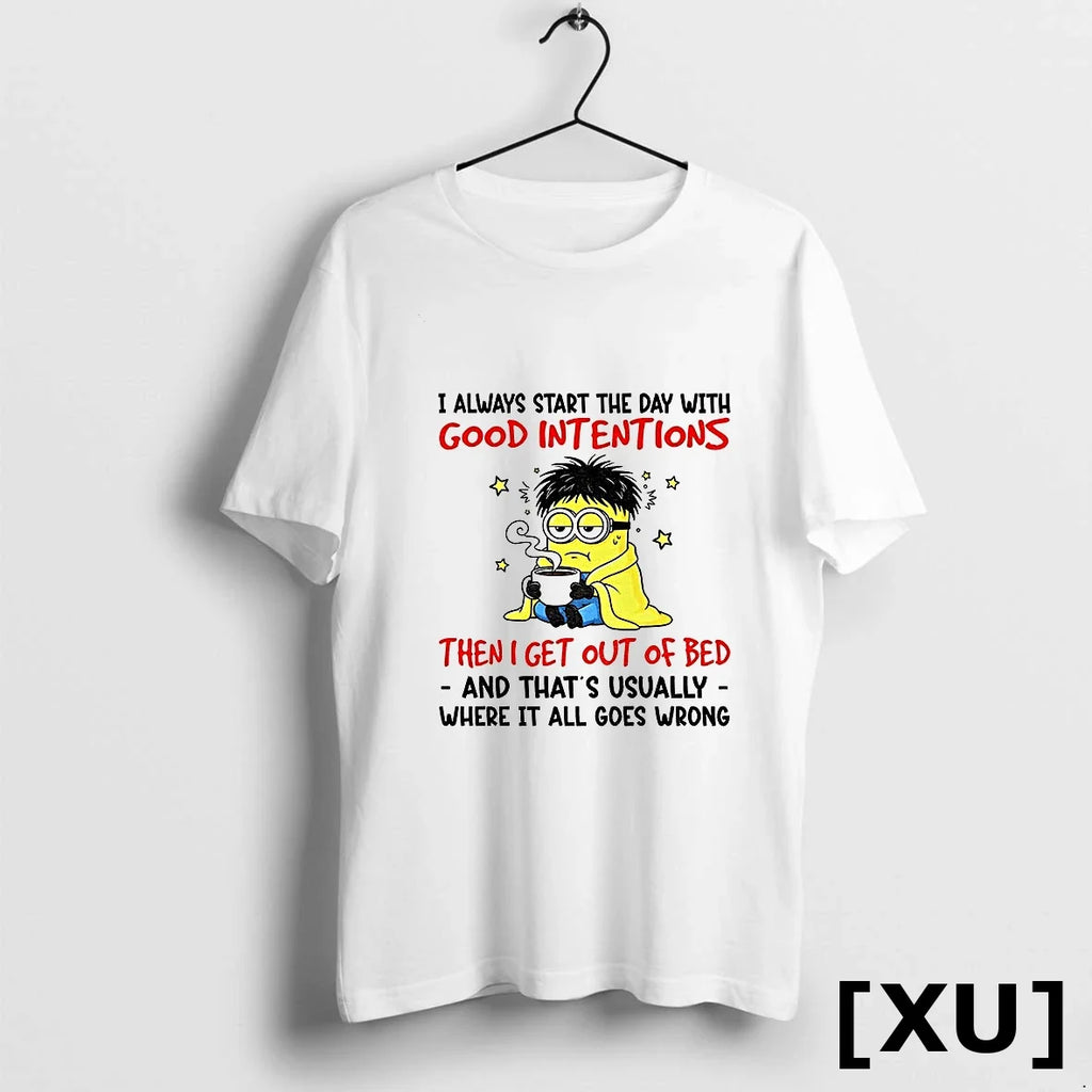 Minion I Always Start The Day With Good Intentions - Adult & Kids T-Shirts, Sweatshirts & Hoodies apparel design preview 1