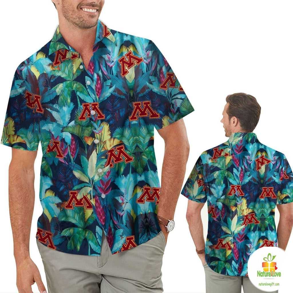 Golden Gophers Floral Hawaiian Trendy Aloha Design - Adult & Kids T-Shirts, Sweatshirts & Hoodies apparel design preview 1