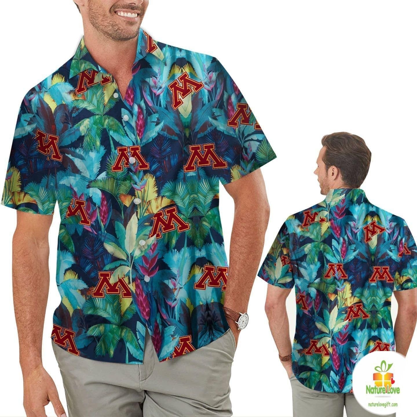 Golden Gophers Floral Hawaiian Trendy Aloha Design - Adult & Kids T-Shirts, Sweatshirts & Hoodies apparel design preview 1