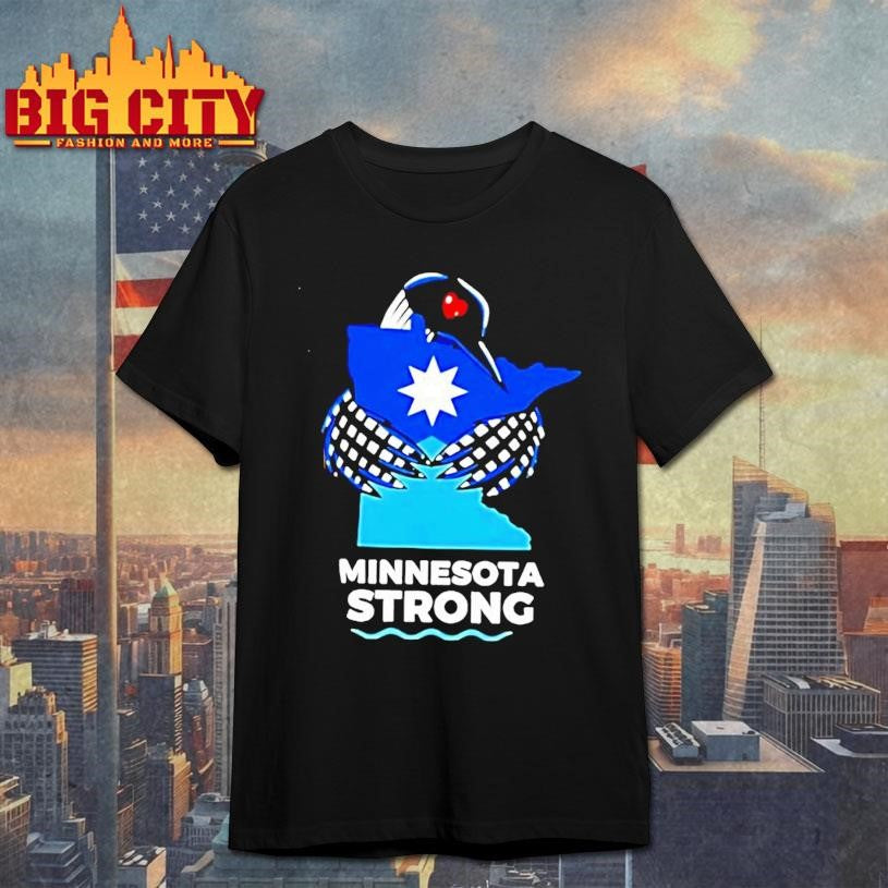 Minnesota Strong State Outline Loon With Heart Logo - Adult & Kids T-Shirts, Sweatshirts & Hoodies apparel design preview 1