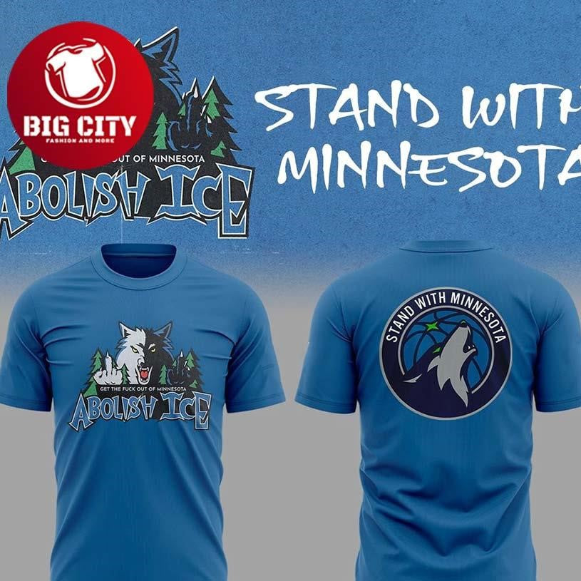 Minnesota Timberwolves Abolish Ice Stand With Two - Adult & Kids T-Shirts, Sweatshirts & Hoodies apparel design preview 1