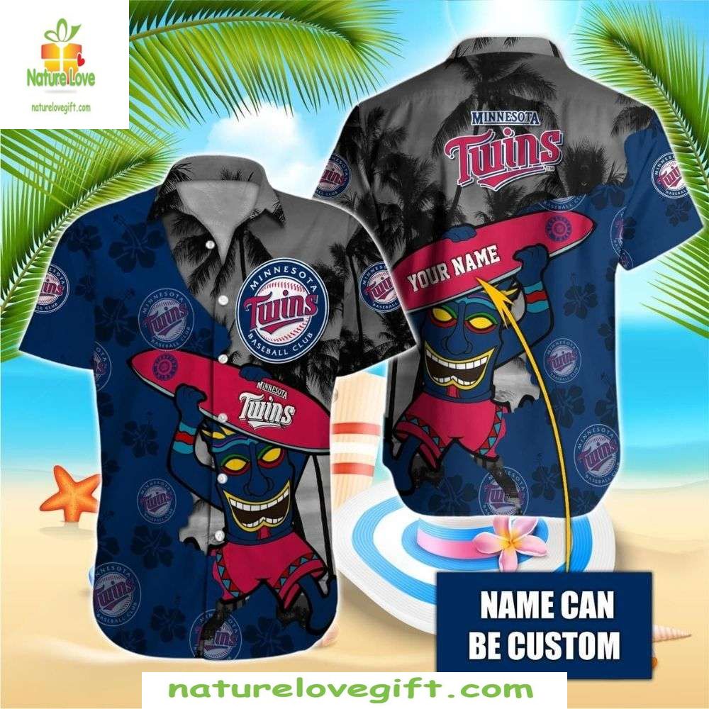 Minnesota Twins Hawaiian Custom MLB Baseball Surfing - Adult & Kids T-Shirts, Sweatshirts & Hoodies apparel design preview 1