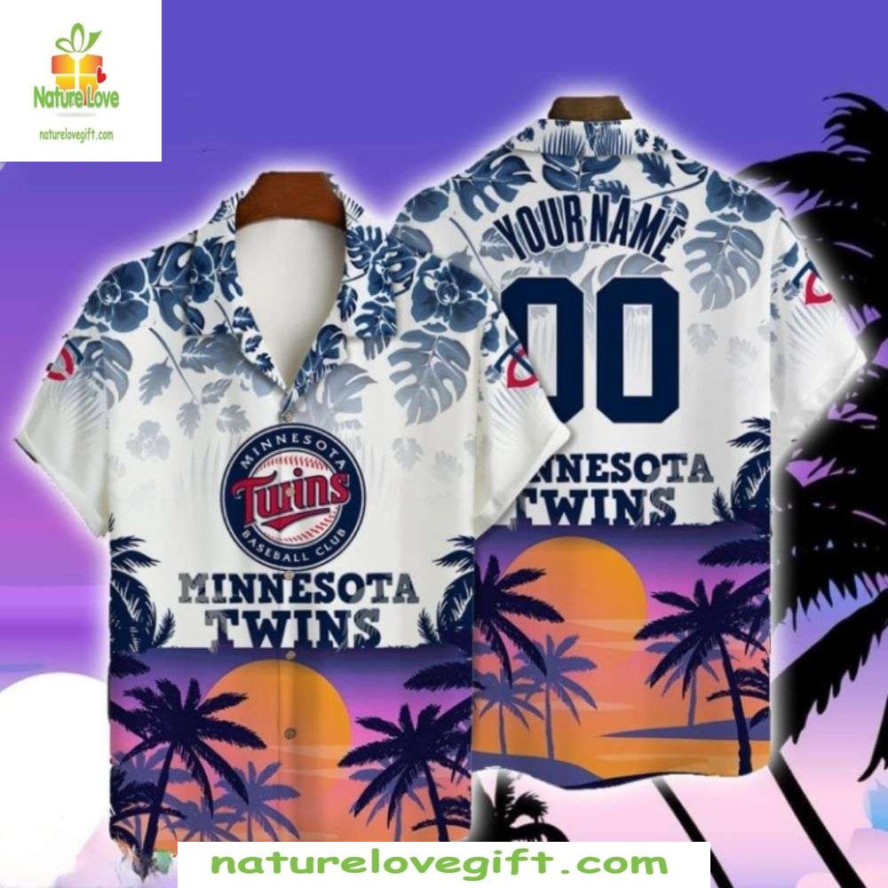Minnesota Twins Hawaiian Custom Tropical Sunset Aloha - Adult & Kids T-Shirts, Sweatshirts & Hoodies apparel design preview 1