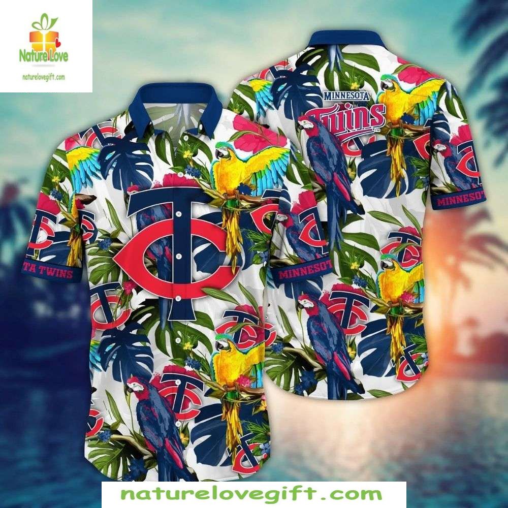 Minnesota Twins Hawaiian Tropical Birds Stylish - Adult & Kids T-Shirts, Sweatshirts & Hoodies apparel design preview 1