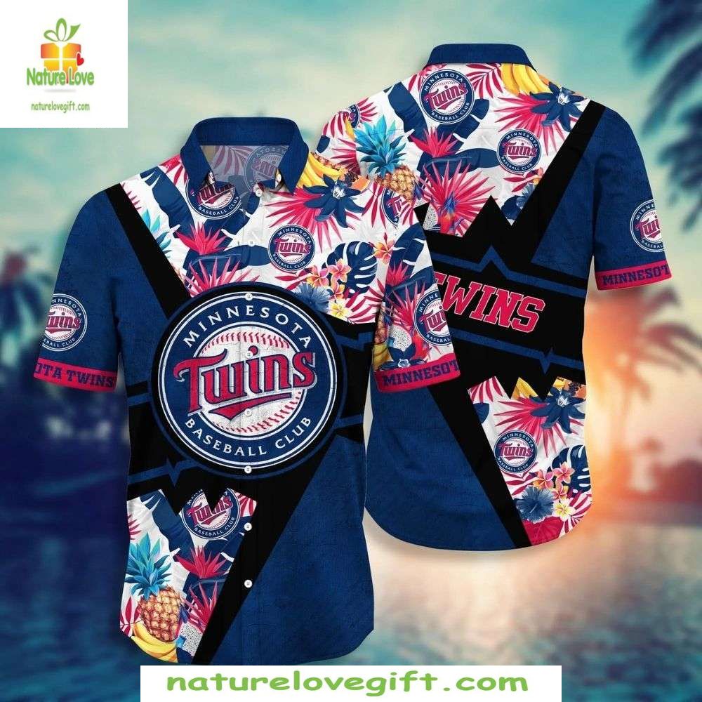 Minnesota Twins Hawaiian Floral Crest Aloha Baseball - Adult & Kids T-Shirts, Sweatshirts & Hoodies apparel design preview 1