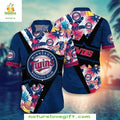 Minnesota Twins Hawaiian Floral Crest Aloha Baseball - Adult & Kids T-Shirts, Sweatshirts & Hoodies apparel design preview 1
