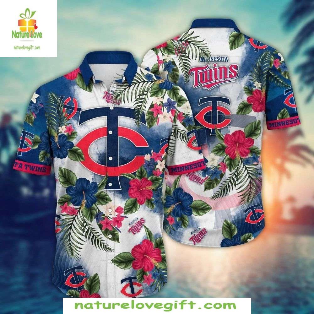 Minnesota Twins Hawaiian Hibiscus Flowers MLB - Adult & Kids T-Shirts, Sweatshirts & Hoodies apparel design preview 1
