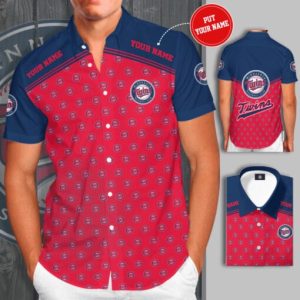 Minnesota Twins Logo Short Sleeve Baseball Hawaiian - Adult & Kids T-Shirts, Sweatshirts & Hoodies apparel design preview 1