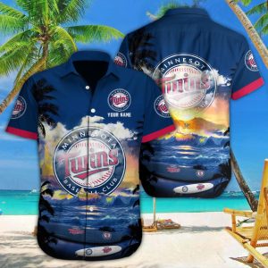 Minnesota Twins MLB Team Custom Name Hawaiian - Adult & Kids T-Shirts, Sweatshirts & Hoodies apparel design preview 1